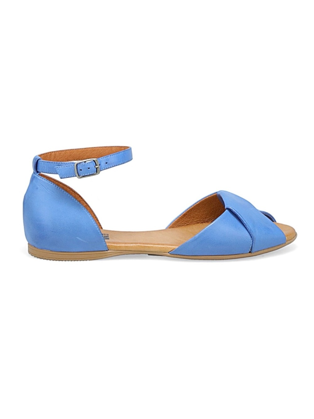 Miz Mooz Kendria Crisscross peep toe blue leather ankle strap sandals Sz 41/9.5